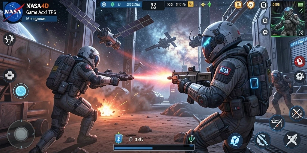 Screenshot gameplay <strong>NASA4D</strong> dengan aksi menegangkan di medan perang.