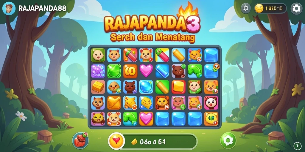 Gameplay Match-3 penuh warna dan tantangan seru di RAJAPANDA88.