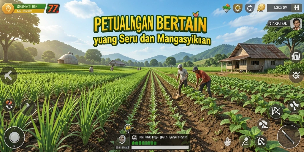 Gameplay seru dari SIGNATURE77 dengan berbagai aktivitas bertani.