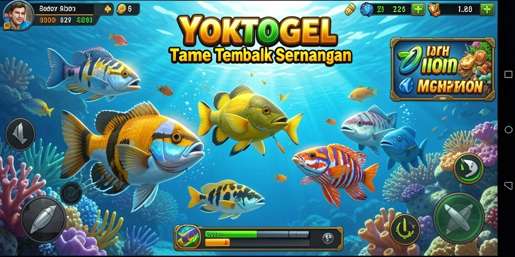 Tampilan gameplay YOKTOGEL yang menarik saat menangkap ikan.
